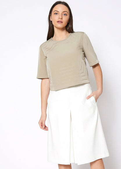 Women's Embossed Short Sleeve Crop Top Lemon Hera