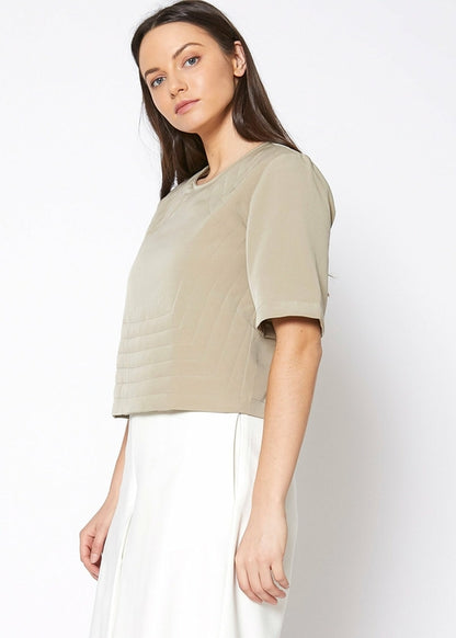 Women's Embossed Short Sleeve Crop Top Lemon Hera