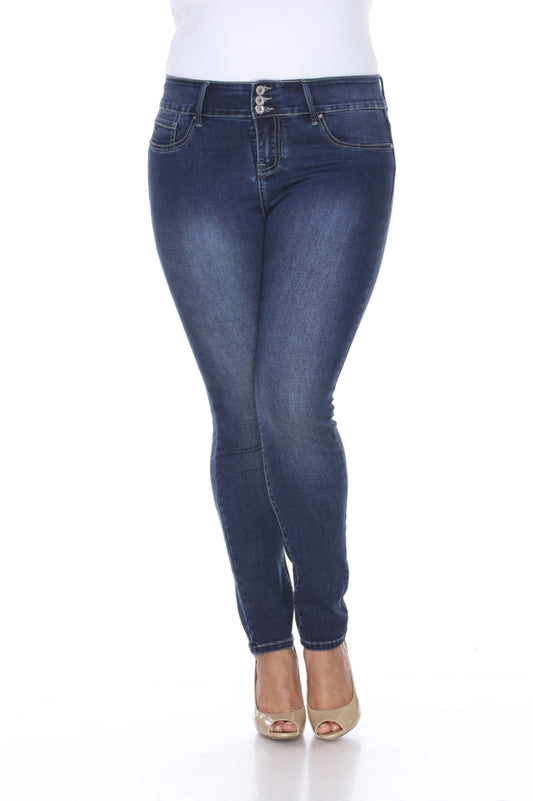 PS526-A-26 Plus Size Super Stretch Denim, Dark Blue - Size 26 Rose Chloe