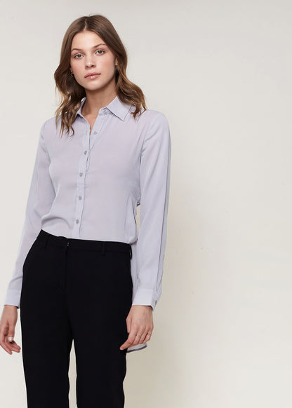 Women's Noir Belted Hi-lo Blouse In Dove Silver Lemon Hera