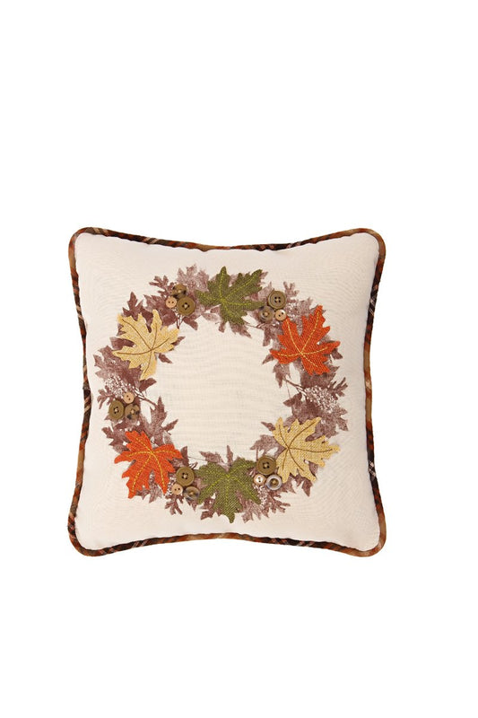 XD15833 Maple Wreath Pillow, 14"x14" Pink Leto