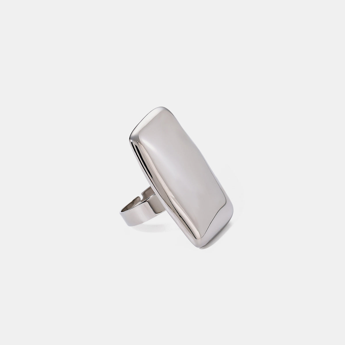 18K gold-plated stainless steel rectangle adjustable open ring.