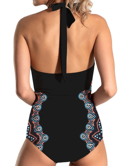 FAM-FAM Cutout Printed Halter Neck One-Piece Swimwear Trendsi