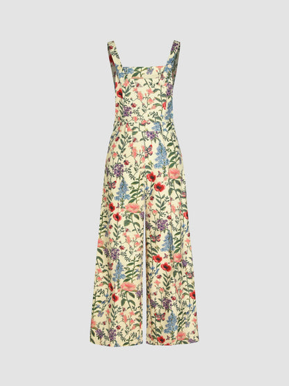 Floral Wide Leg Overalls Trendsi