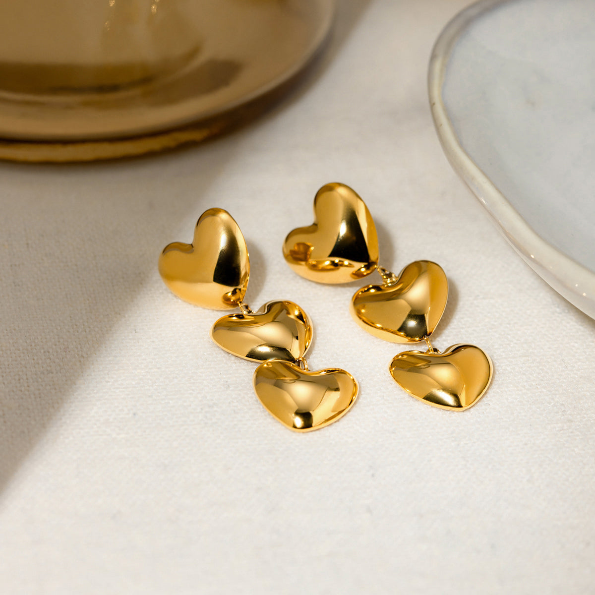 Stainless Steel Heart Earrings Gold-plated Stainless Steel Earrings