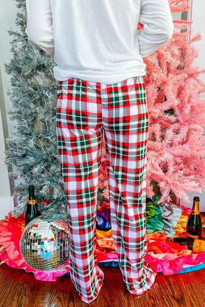 Multicolor Merry Christmas Plaid Print Two Piece Lounge Set Harlequin Daisy