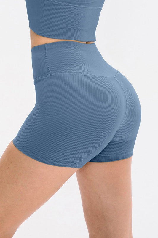 Slim Fit Wide Waistband Sports Shorts Trendsi