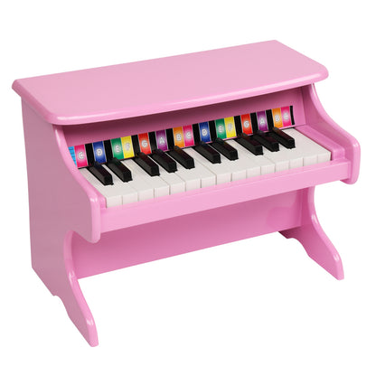 Wooden Toys: 25-key Children's Wooden Piano / Vertical (without Chair) Mechanical Sound Quality Pink 6cc08b-1a