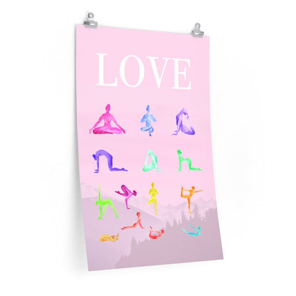 Love Yoga 14 Poses Premium Matte Poster Yellow Pandora