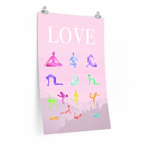 Love Yoga 14 Poses Premium Matte Poster Yellow Pandora