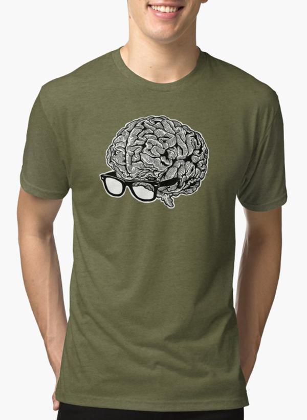 Brain with Glasses Green T-shirt Scorpius