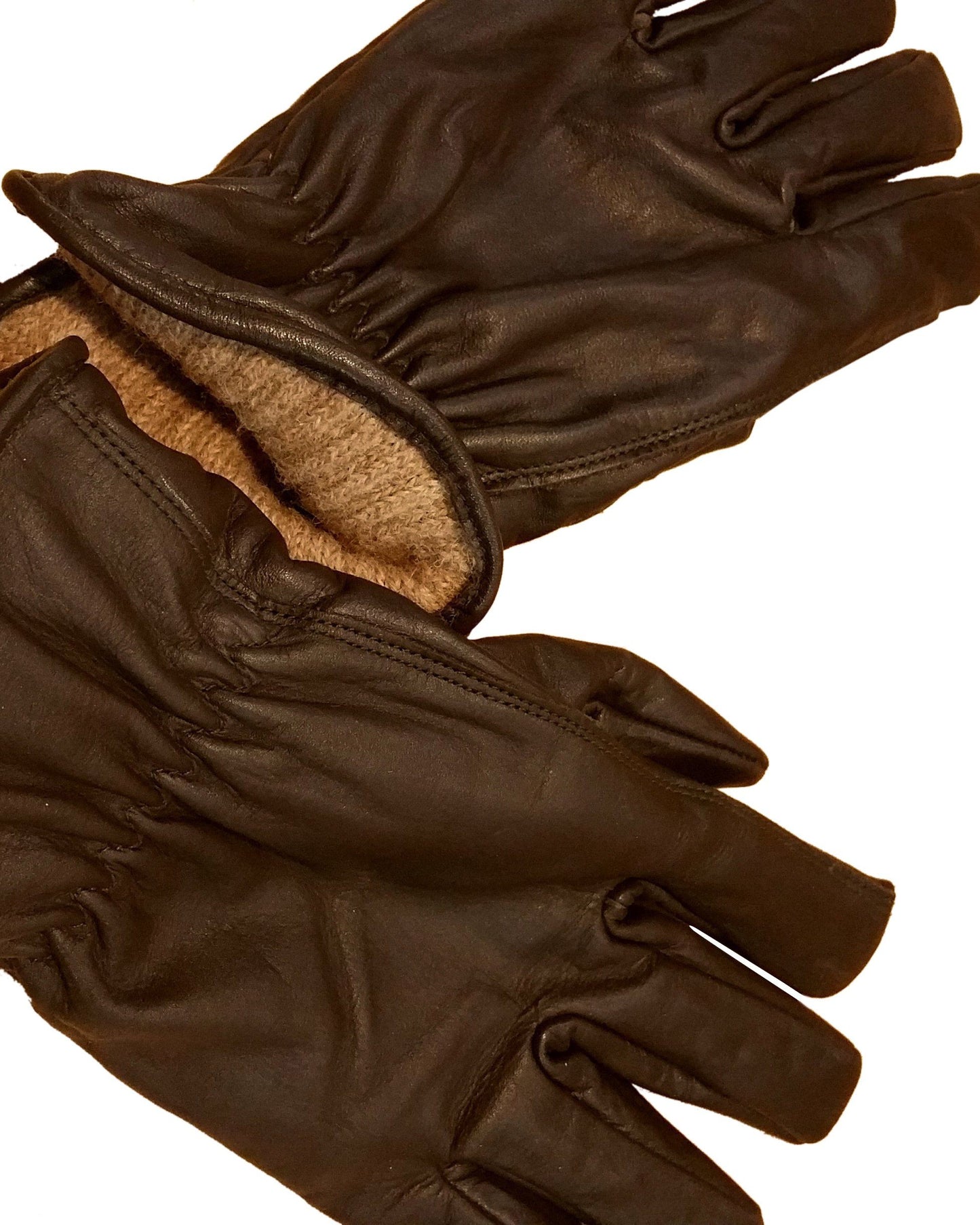 Alpaca Knit Lined Cowhide Leather Gloves - Alpaca Made in the USA Milky Way