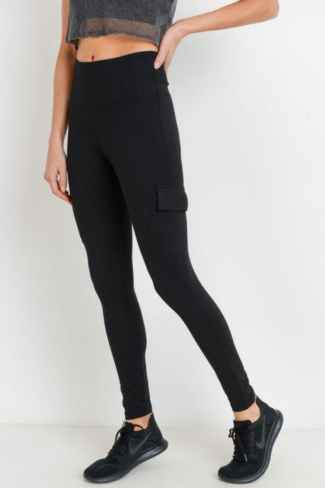 Highwaist Cargo Leggings with Velcro Pockets Blue Lelantos