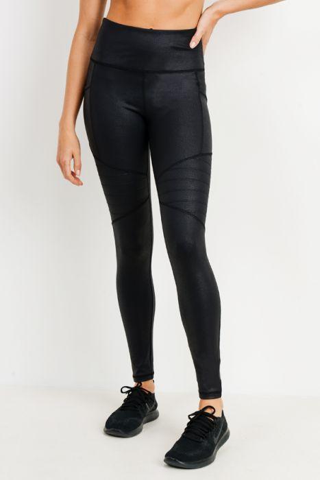 Highwaist Foil Moto Pocket Leggings Blue Lelantos