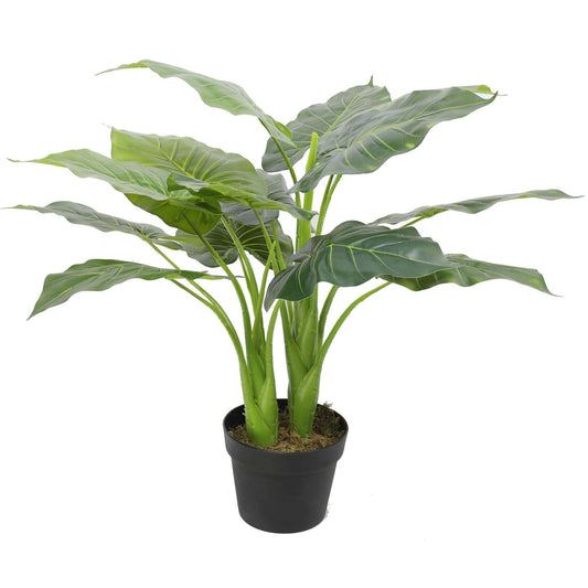 Artificial Potted Taro Plant / Elephant Ear 70cm Lemon Artemis