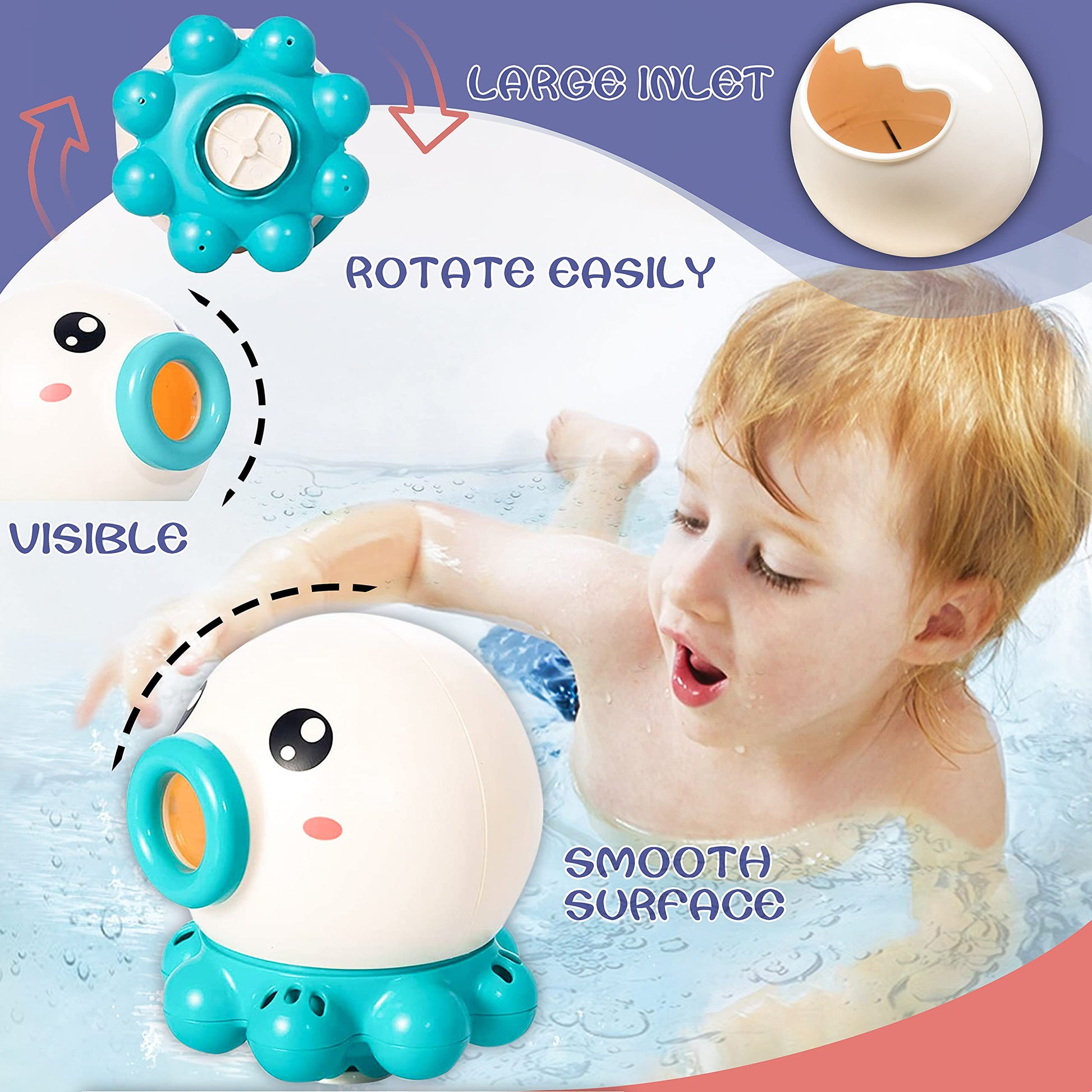 Octopus fountain bath toy with water jet spray feature for kids.