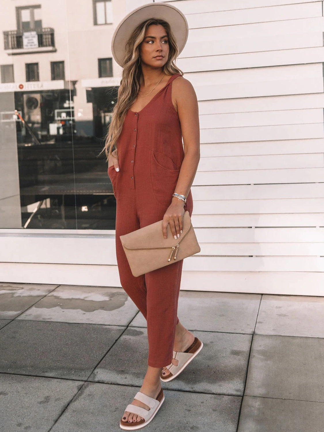 Full Size Scoop Neck Wide Strap Jumpsuit Trendsi