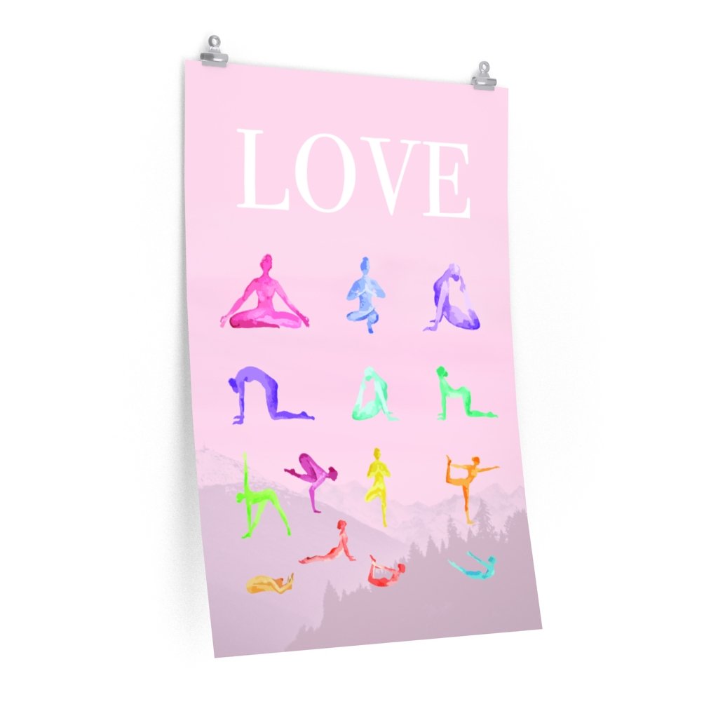 Love Yoga 14 Poses Premium Matte Poster Yellow Pandora