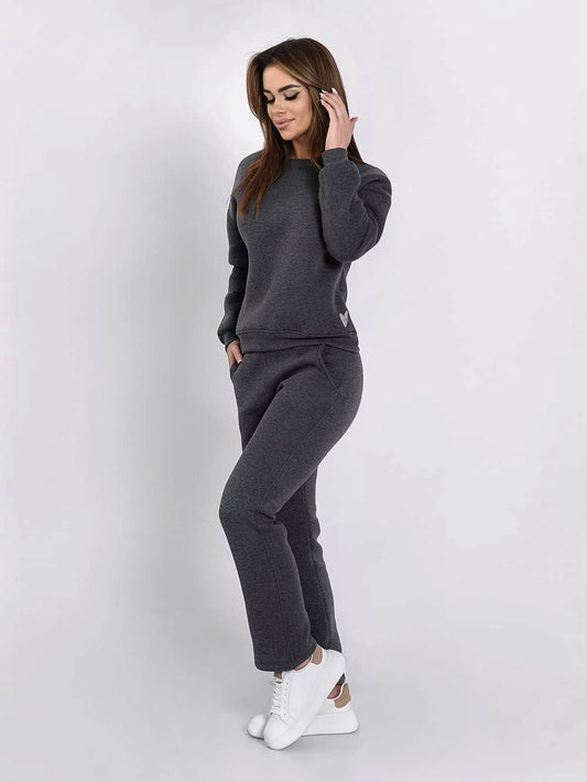 Insulated tracksuit for women sweatshirt and loose pants graphite Rose Pallas