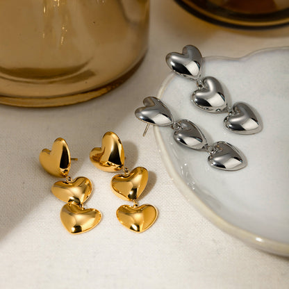 Stainless Steel Heart Earrings Gold-plated Stainless Steel Earrings