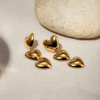 Stainless Steel Heart Earrings Gold-plated Stainless Steel Earrings