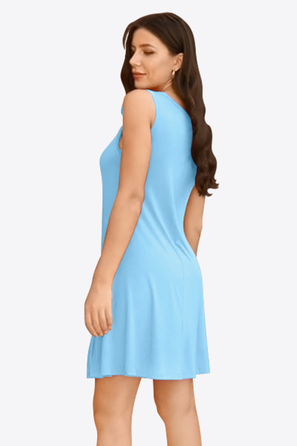 Full Size Round Neck Sleeveless Dress with Pockets Trendsi