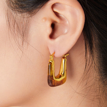 Shape Earrings Resin Copper