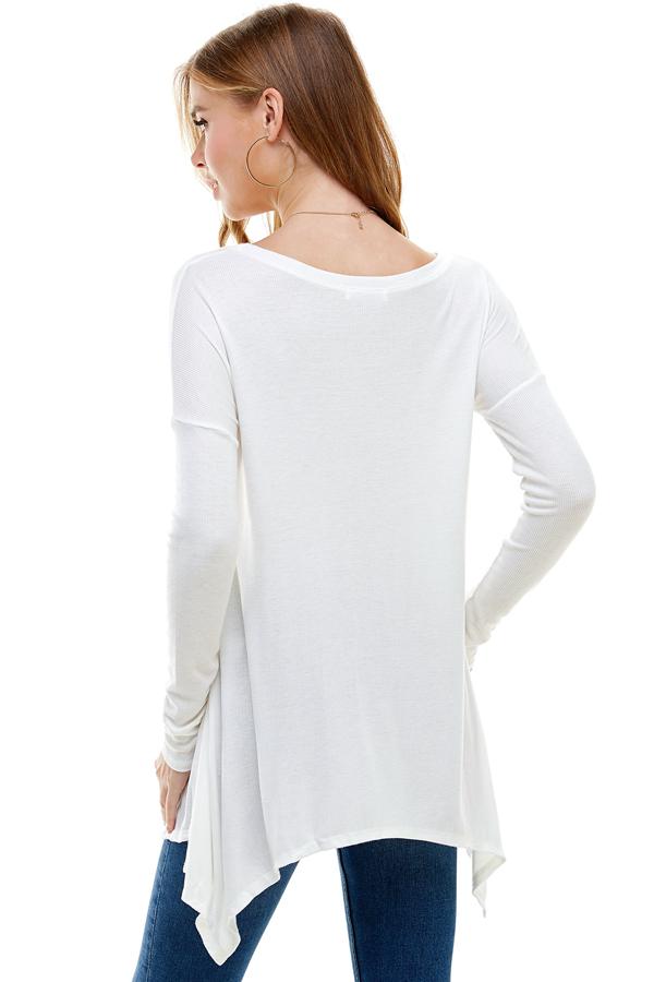 Women's Long-Sleeve Asymmetrical Hem Top Indigo Arrowwood