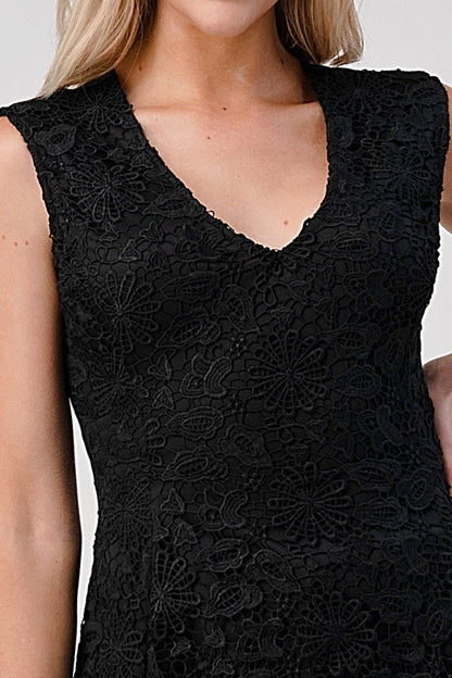 Sleeveless V-Neck Lace Peplum Top Indigo Arrowwood