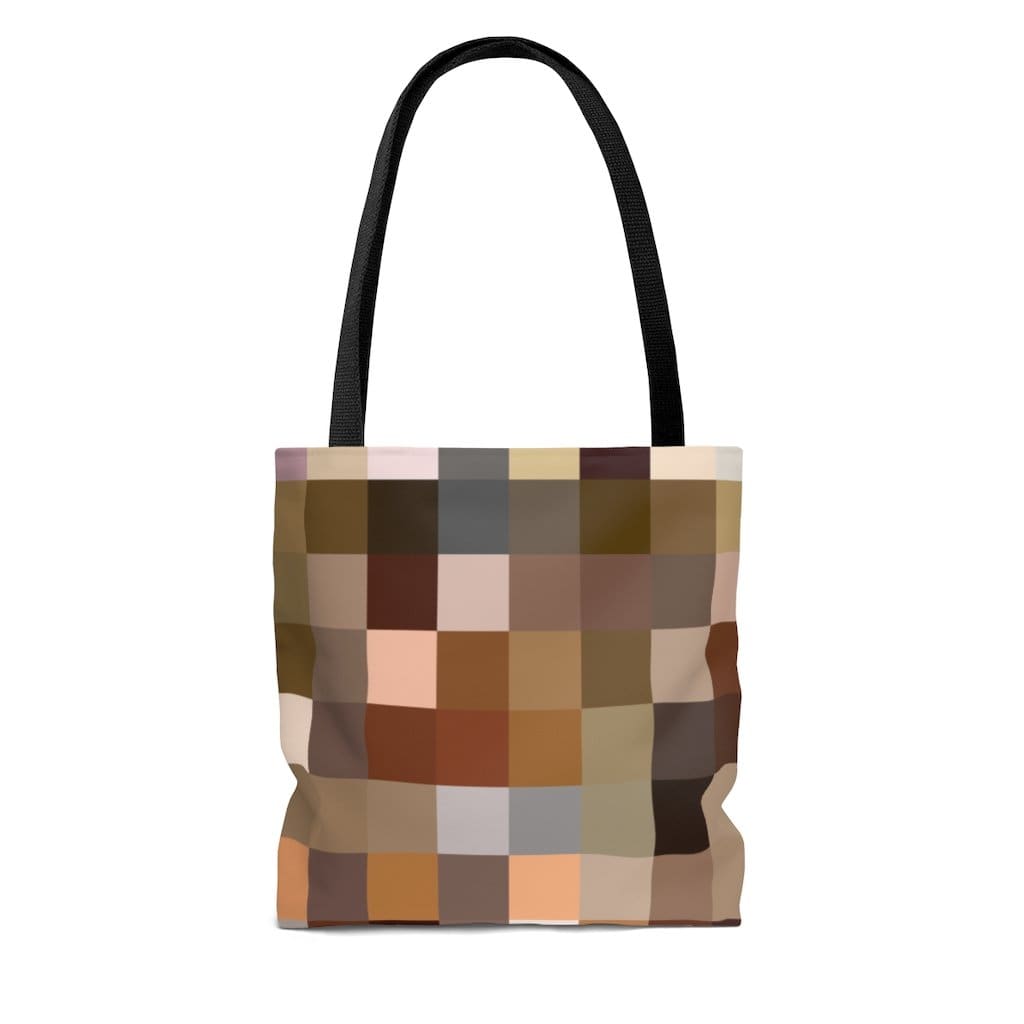 Canvas Tote Bags, Natural Brown Colorblock Print Grey Coco