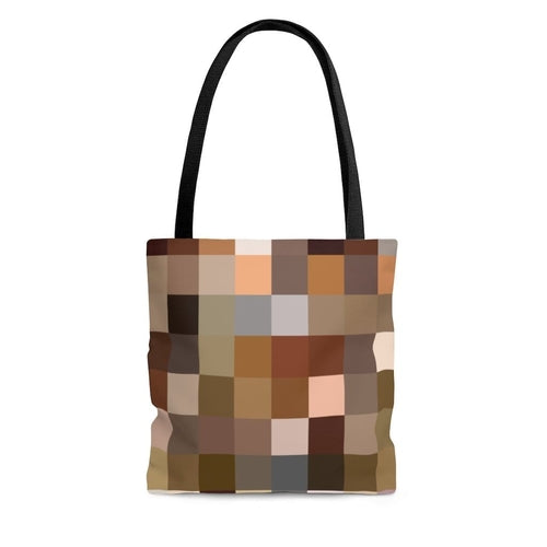 Canvas Tote Bags, Natural Brown Colorblock Print Grey Coco