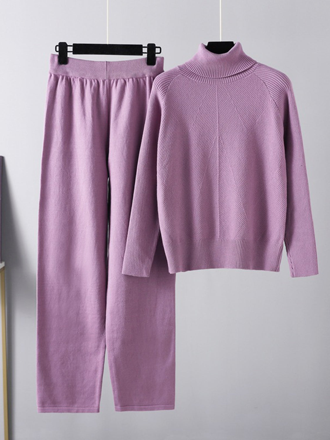 Basic Bae Turtleneck Raglan Sleeve Top and Pants Sweater Set Trendsi