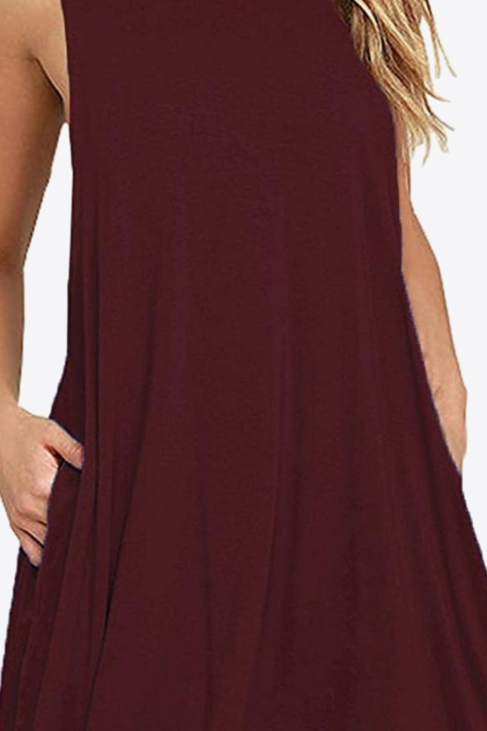 Full Size Round Neck Sleeveless Dress with Pockets Trendsi