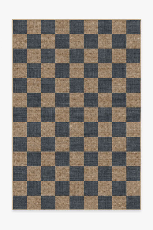 Checkerboard Soft Navy Re-Jute Rug Cerise Coconut