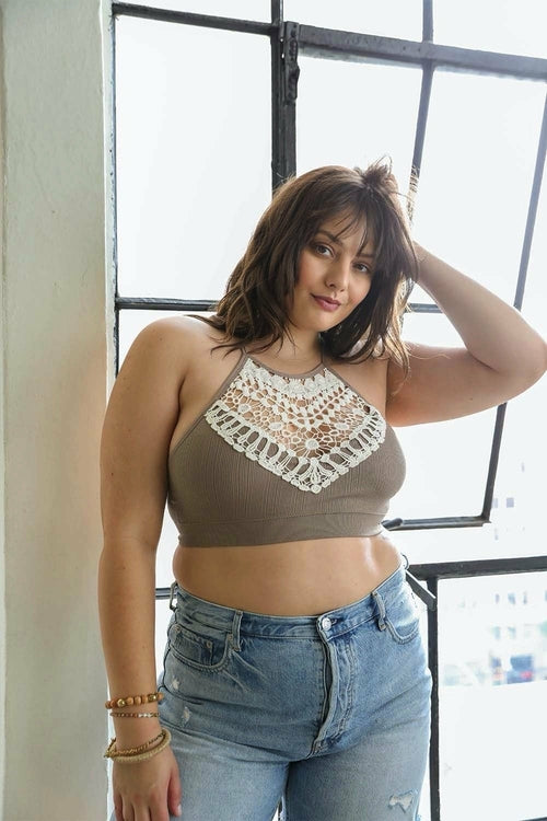 Crochet Lace High Neck Bralette Periwinkle Aether