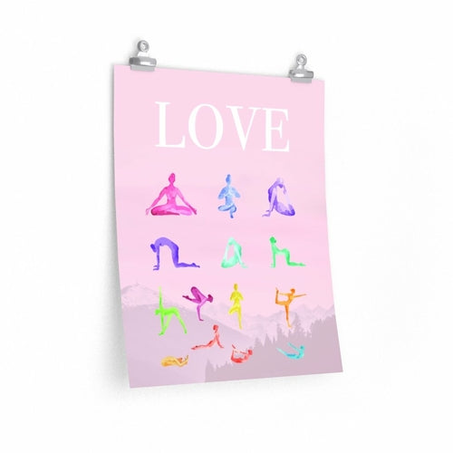 Love Yoga 14 Poses Premium Matte Poster Yellow Pandora