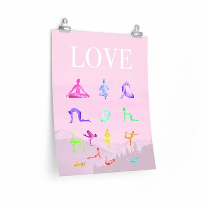 Love Yoga 14 Poses Premium Matte Poster Yellow Pandora