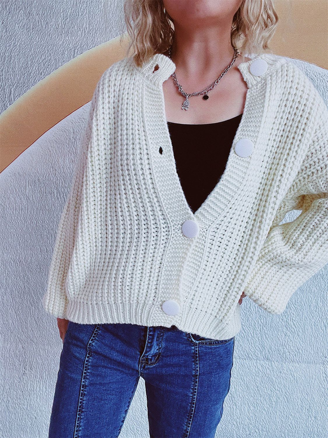 Button Up Long Sleeve Cardigan Trendsi