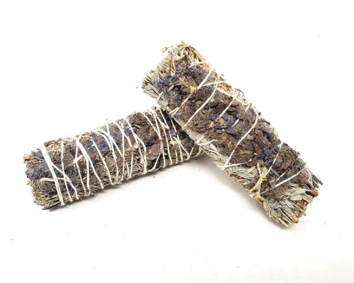 Home fragrance Blue Sage & Lavender Smudge Stick 4" - 1 Bundle Alabaster