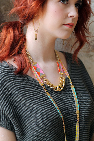 Priestess II Necklace - Pink / Green Yellow Athena