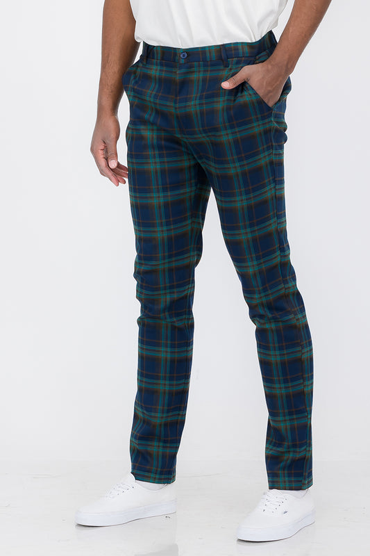 Plaid Slim Fit Trouser Pants Lime Milo