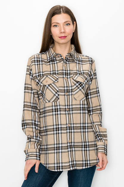 Oversize Boyfriend Plaid Checkered Flannel Lime Milo