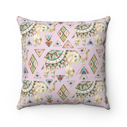 Rustic Elephant Two Color Sided Cushion Home Decoration Accents - 4 Yellow Pandora