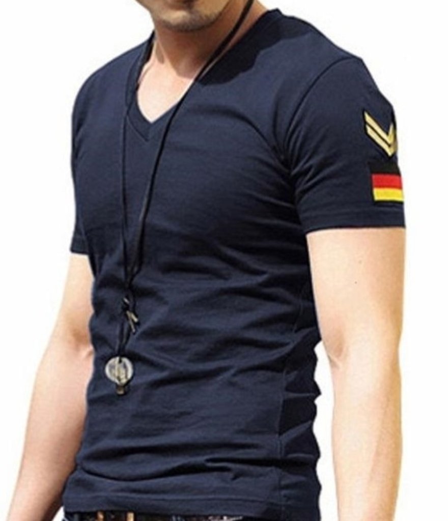 Mens Slim Fit Tee Shirt with Army Badge Yellow Pandora