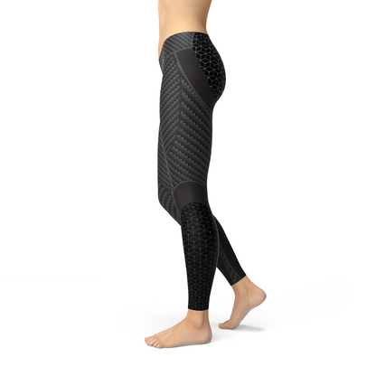 Womens Carbon Fiber Sports Leggings Maroon Sooty