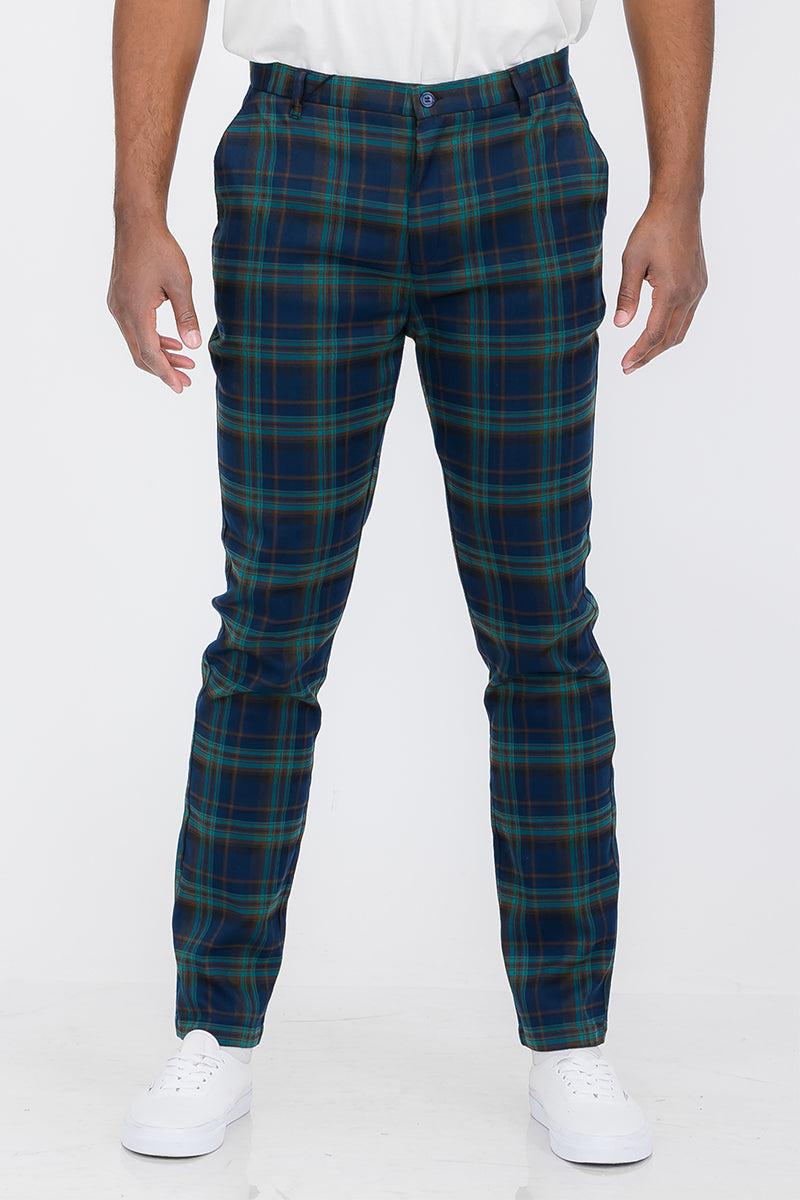 Plaid Slim Fit Trouser Pants Lime Milo