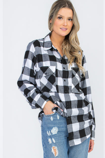 Oversize Boyfriend Plaid Checkered Flannel Lime Milo