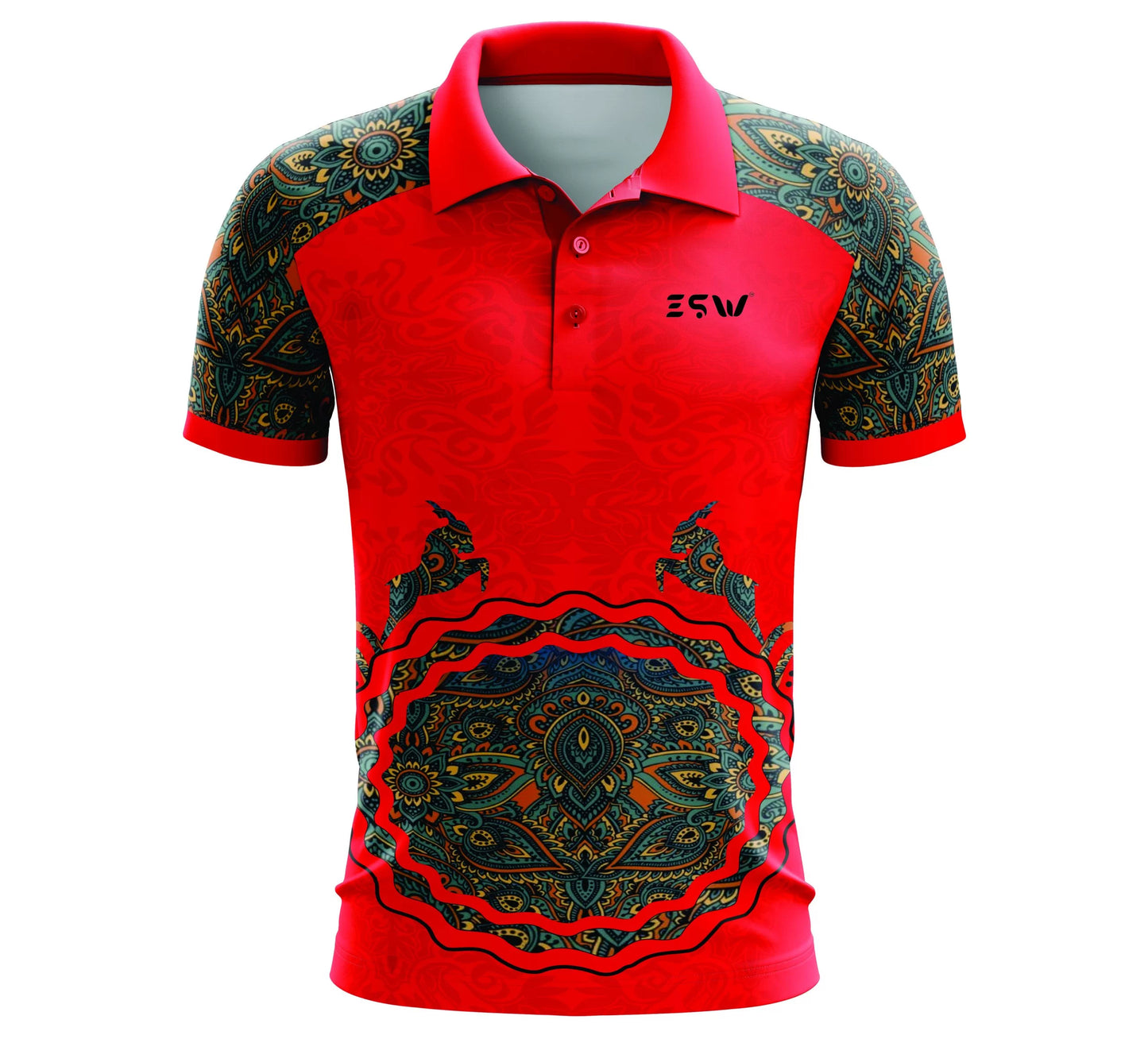 Men's Red T-shirt Solid Polo Neck Polyester Chocolate Misty