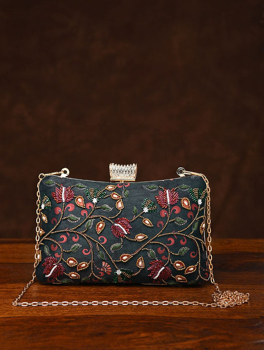 Women Multicolour Silk Clutches Purple Achilles