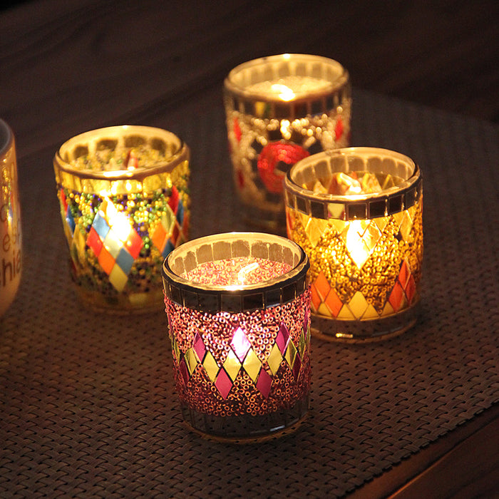 Handmade Glass Candle Holders Fuchsia Molly